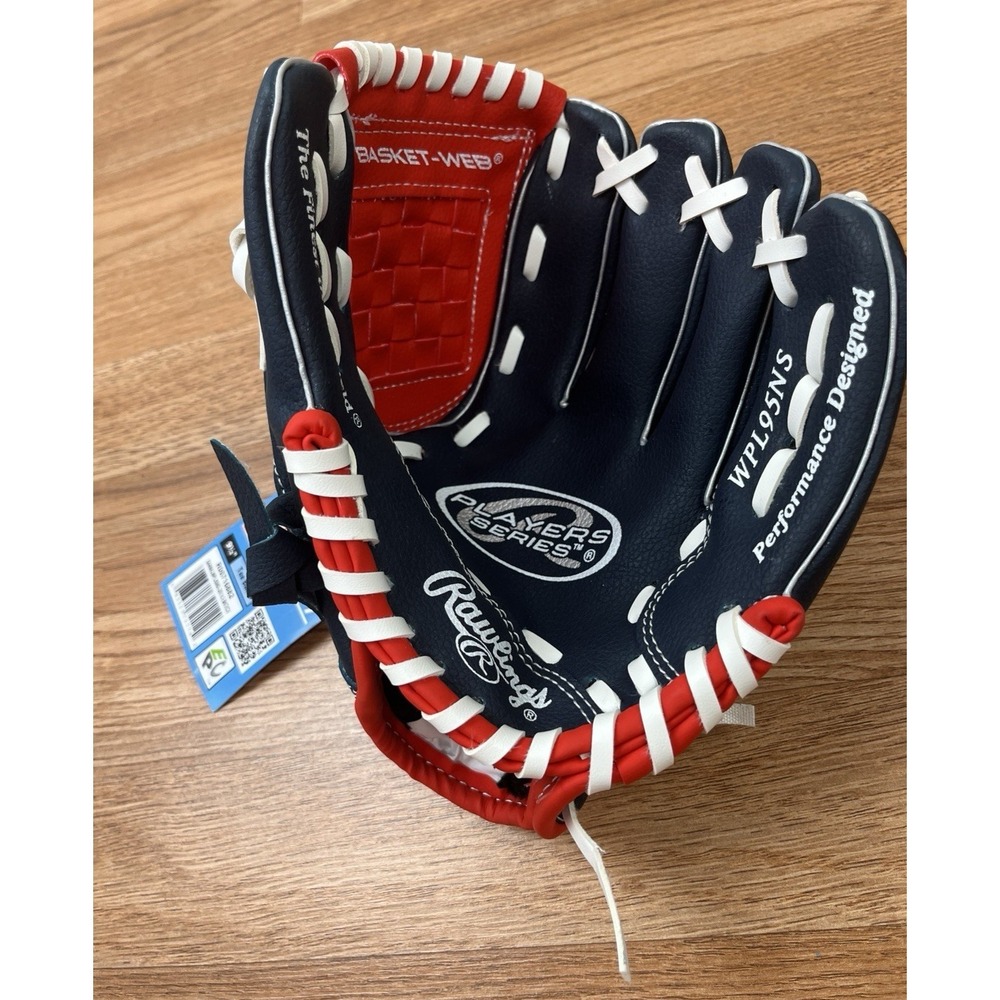 Rawlings Players Series Tee Ball Glove 9.5", Right Hand Throw, Red/Navy NEW
